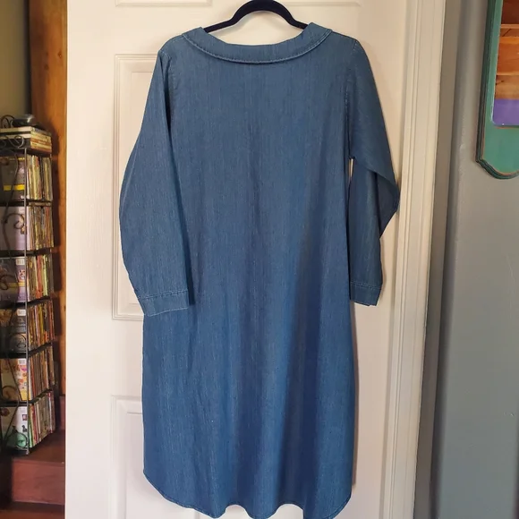 Cottagecore Denim Blue Dress Minimalist Retro Sheath With Pockets 2XL Wang Yi Ge - Picture 4 of 12